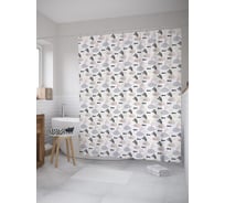 Штора (занавеска) для ванной JoyArty "Романтические киты" из сатена, 180х200 см с крючками, sc_55337