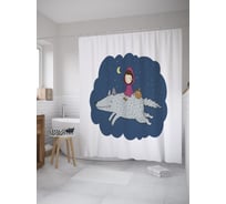 Штора (занавеска) для ванной JoyArty "Полет на волке" из сатена, 180х200 см с крючками, sc_59831