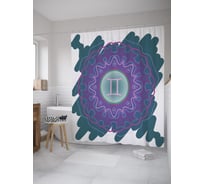 Штора (занавеска) для ванной JoyArty "Знак Близнецов в орнаменте" из сатена, 180х200 см с крючками, sc_60333