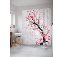 Штора (занавеска) для ванной JoyArty "Акварельное дерево" из сатена, 180х200 см с крючками, sc_58805