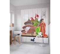 Штора (занавеска) для ванной JoyArty "Путешествие в Китай" из сатена, 180х200 см с крючками, sc_52779