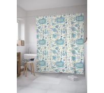 Штора (занавеска) для ванной JoyArty "Орнаментальная субмарина" из сатена, 180х200 см с крючками, sc_55747