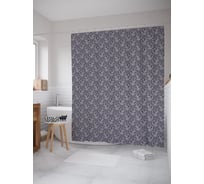 Штора (занавеска) для ванной JoyArty "Узор с листьями" из сатена, 180х200 см с крючками, sc_54870