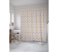 Штора (занавеска) для ванной JoyArty "Векторные акварельные цветы" из сатена, 180х200 см с крючками, sc_59529
