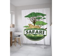 Штора (занавеска) для ванной JoyArty "Знак парка сафари" из сатена, 180х200 см с крючками, sc_59398