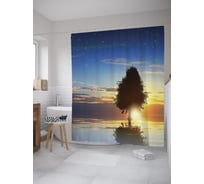 Штора (занавеска) для ванной JoyArty "Одинокое дерево на закате" из сатена, 180х200 см с крючками, sc_60553