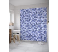 Штора (занавеска) для ванной JoyArty "Цветочная поляна с бабочками" из сатена, 180х200 см с крючками, sc_60813