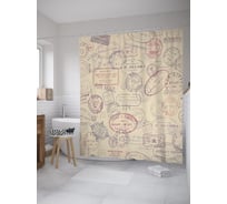 Штора (занавеска) для ванной JoyArty "Паспорт путешественника" из сатена, 180х200 см с крючками, sc_60119