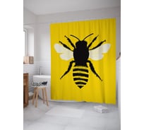 Штора (занавеска) для ванной JoyArty "Силуэт пчелы" из сатена, 180х200 см с крючками, sc_52842