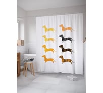 Штора (занавеска) для ванной JoyArty "Расцветка такс" из сатена, 180х200 см с крючками, sc_53883