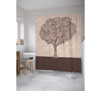 Штора (занавеска) для ванной JoyArty "Дерево роз" из сатена, 180х200 см с крючками, sc_60537