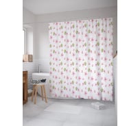 Штора (занавеска) для ванной JoyArty "Акварельные соцветия" из сатена, 180х200 см с крючками, sc_53116