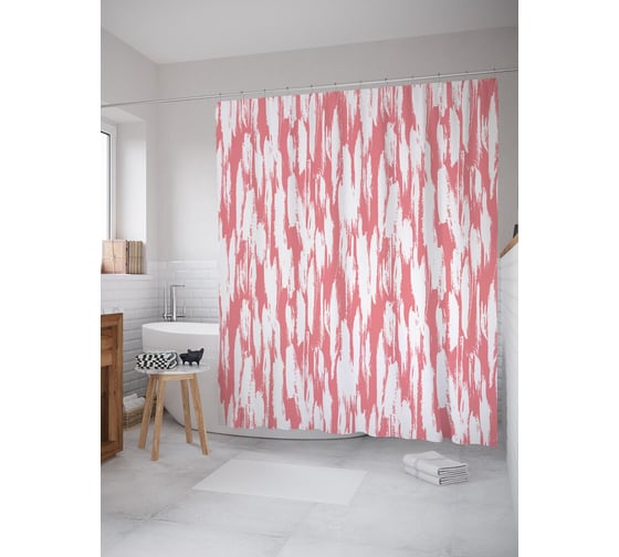 Штора (занавеска) для ванной JoyArty из сатена, 180х200 см с крючками sc_53477 1