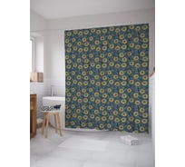 Штора (занавеска) для ванной JoyArty "Солнечные цветы" из сатена, 180х200 см с крючками, sc_57498