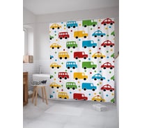 Штора (занавеска) для ванной JoyArty "Разнообразный транспорт" из сатена, 180х200 см с крючками, sc_53492