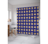 Штора (занавеска) для ванной JoyArty "Спящий кот на подушке" из сатена, 180х200 см с крючками, sc_58423