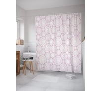 Штора (занавеска) для ванной JoyArty "Кружевные цветы" из сатена, 180х200 см с крючками, sc_58179