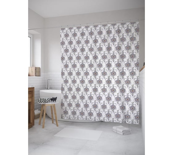 Штора (занавеска) для ванной JoyArty "Абстрактный символ мандалы" из сатена, 180х200 см с крючками, sc_55320