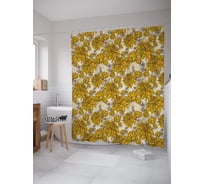 Штора (занавеска) для ванной JoyArty "Осенние садовые цветы" из сатена, 180х200 см с крючками, sc_58267