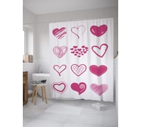 Штора (занавеска) для ванной JoyArty "Сердечки наброски" из сатена, 180х200 см с крючками, sc_55129