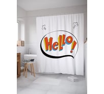 Штора (занавеска) для ванной JoyArty "Приветствие арт" из сатена, 180х200 см с крючками, sc_52971