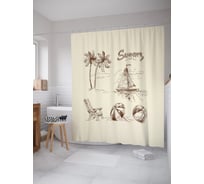 Штора (занавеска) для ванной JoyArty "Графическое лето" из сатена, 180х200 см с крючками, sc_53167
