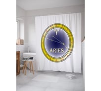 Штора (занавеска) для ванной JoyArty "Жетон со знаком Овна" из сатена, 180х200 см с крючками, sc_58985