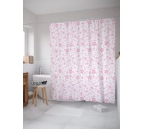 Штора (занавеска) для ванной JoyArty "Простота пятилепестковых" из сатена, 180х200 см с крючками, sc_53114