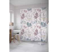 Штора (занавеска) для ванной JoyArty "Романтика путешественника" из сатена, 180х200 см с крючками, sc_60715