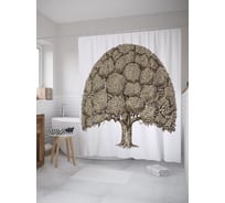Штора (занавеска) для ванной JoyArty "Раскидистая крона" из сатена, 180х200 см с крючками, sc_60538