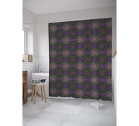 Штора (занавеска) для ванной JoyArty "Векторная мандала с павлиньим пером" из сатена, 180х200 см с крючками, sc_60070