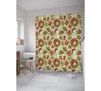 Штора (занавеска) для ванной JoyArty "Предметы на рождество" из сатена, 180х200 см с крючками, sc_52609