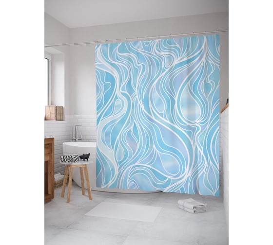 Штора (занавеска) для ванной JoyArty "Абстрактная изморозь" из сатена, 180х200 см с крючками, sc_54091 1