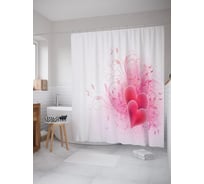 Штора (занавеска) для ванной JoyArty "Нежная пара сердец" из сатена, 180х200 см с крючками, sc_53940
