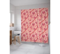 Штора (занавеска) для ванной JoyArty "Сердца в завитках" из сатена, 180х200 см с крючками, sc_58327