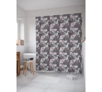 Штора (занавеска) для ванной JoyArty "Снежные цветы" из сатена, 180х200 см с крючками, sc_58443