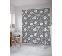 Штора (занавеска) для ванной JoyArty "Ромашковое поле" из сатена, 180х200 см с крючками, sc_58217