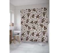 Штора (занавеска) для ванной JoyArty "Завитки с листьями" из сатена, 180х200 см с крючками, sc_55106