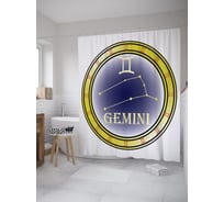 Штора (занавеска) для ванной JoyArty "Монета знак Близнецы" из сатена, 180х200 см с крючками, sc_60336