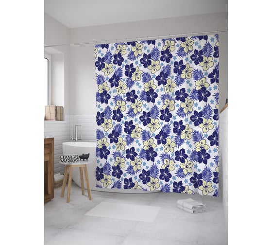 Штора (занавеска) для ванной JoyArty из сатена, 180х200 см с крючками sc_52393