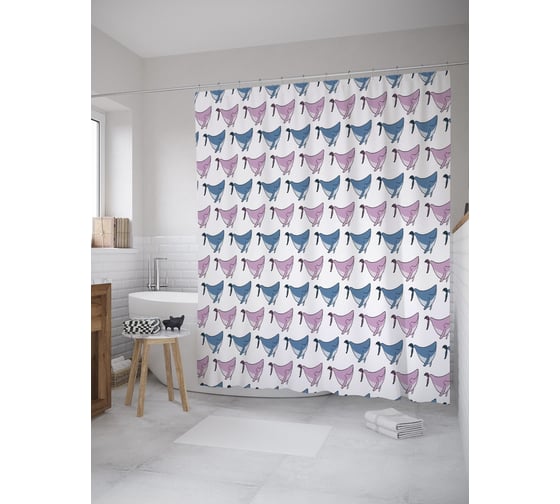 Штора (занавеска) для ванной JoyArty "Довольный кашалот" из сатена, 180х200 см с крючками, sc_59837 1