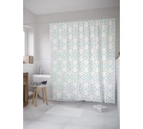 Штора (занавеска) для ванной JoyArty "Геометрическая имитация цветов" из сатена, 180х200 см с крючками, sc_60690