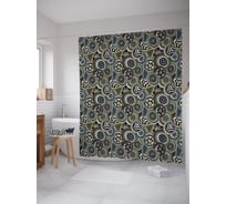 Штора (занавеска) для ванной JoyArty "Этнические диски" из сатена, 180х200 см с крючками, sc_58358