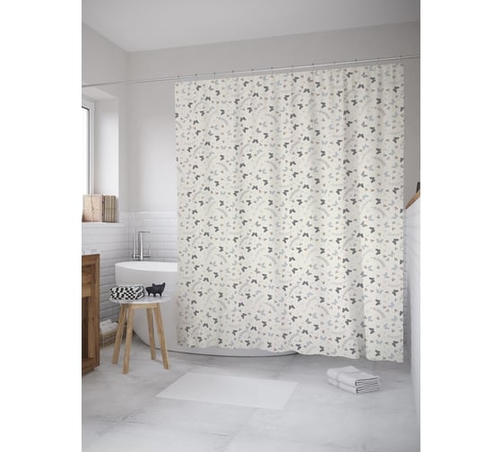 Штора (занавеска) для ванной JoyArty "Бабочки среди колосьев" из сатена, 180х200 см с крючками, sc_60697 1