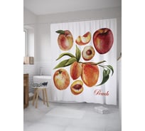 Штора (занавеска) для ванной JoyArty "Яблоко и персик" из сатена, 180х200 см с крючками, sc_52366