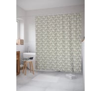 Штора (занавеска) для ванной JoyArty "Цветущая лиана" из сатена, 180х200 см с крючками, sc_54593