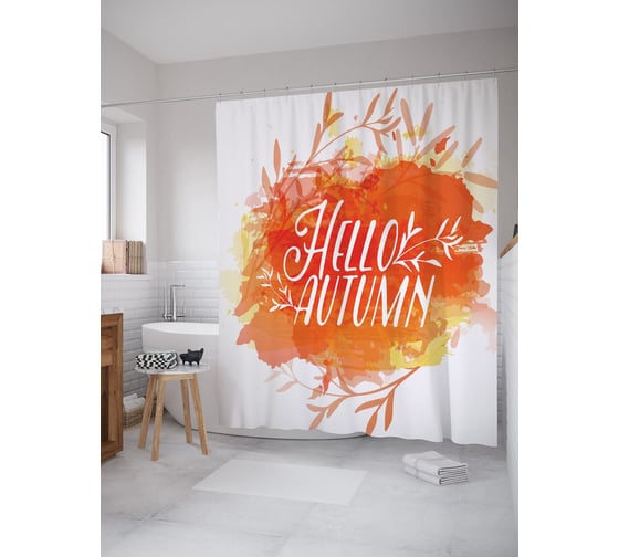 Штора (занавеска) для ванной JoyArty из сатена, 180х200 см с крючками sc_52986 1