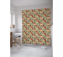 Штора (занавеска) для ванной JoyArty "Девочка в маковом поле" из сатена, 180х200 см с крючками, sc_59519