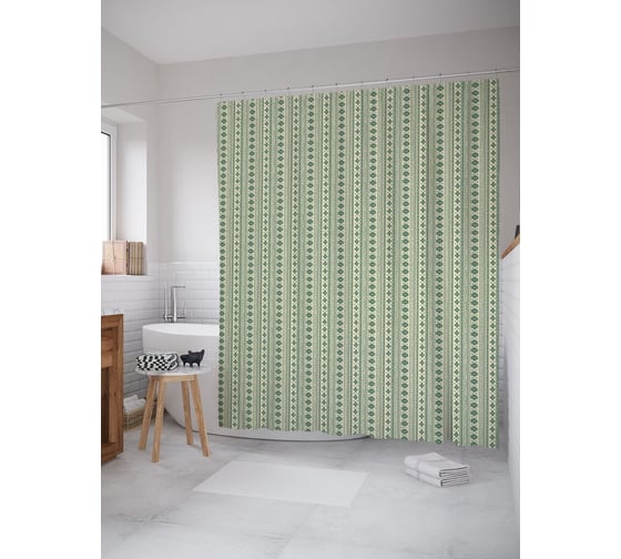 Штора (занавеска) для ванной JoyArty "Мексиканские полосы" из сатена, 180х200 см с крючками, sc_54860 1