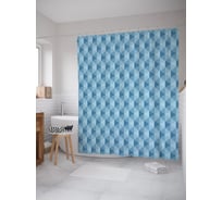 Штора (занавеска) для ванной JoyArty "Шестиугольный объем" из сатена, 180х200 см с крючками, sc_58048